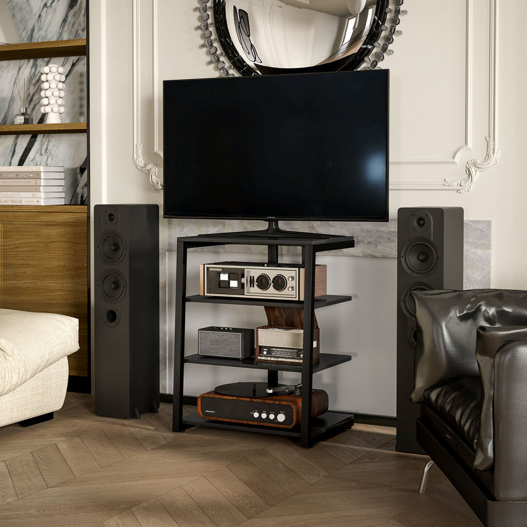 Fairmont Park Aarshi HiFi Stand 4-Tier Media Storage Shelf up to 28 Inch TVs Black 28"