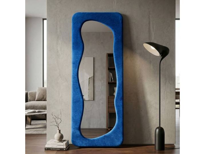 Miroir mural rectangulaire 60x160 cm Mandy Velours Bleu
