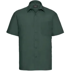 Russell Collection Klassisches Baumwollmischgewebe Popeline Hemd – Kurzarm, bottle green, S