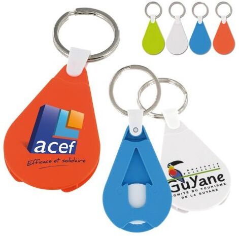 Porte-clés jeton personnalisable orange et bleu ABS bleu