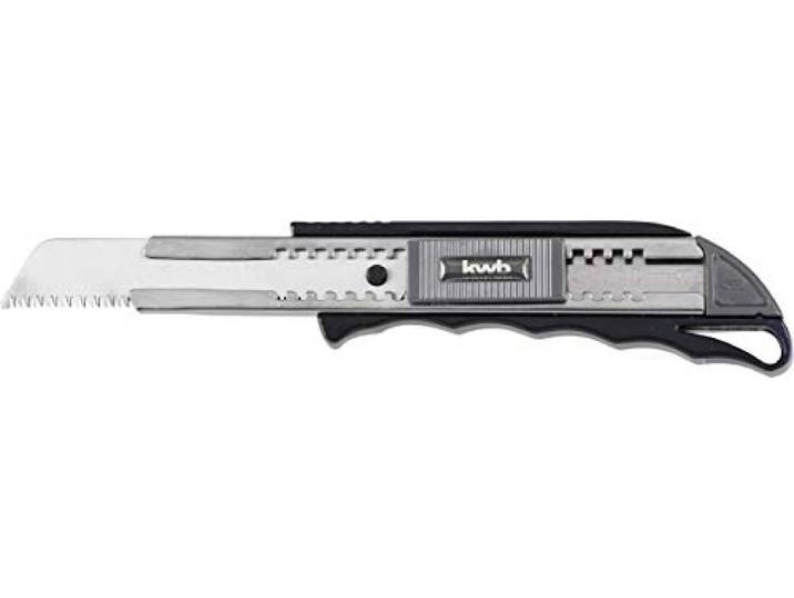 KWB Cuttermes met Japanse zaag 17118 (autolock-functie, ook voor standaard 18 mm messen, roestvrijstalen lemmetgeleiding), Japan