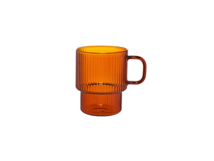 Verre à latte rainuré avec anse CHiATO, 260 ml – brun