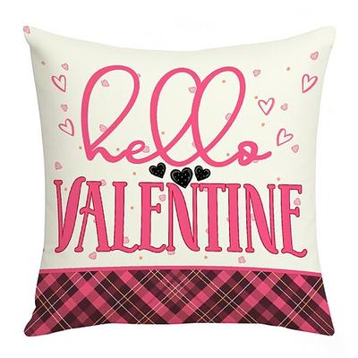Valentinstag-Kissenbezug mit schwarz-rosa kariertem Herzmuster, niedlicher Digitaldruck für festliche Stimmung, dekoratives Kissen für Schlafzimmer, Wohnzimmer und Wohnaccessoires