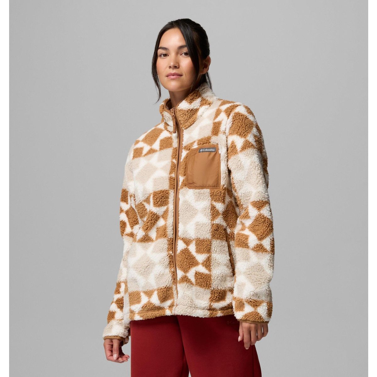 Columbia West Bend Print Full Zip II camel brown, cozy quilt (226) M 208585-2085854-226-M