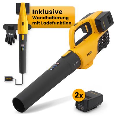 Akku-Laubbläser STIGA GARDEN "BL 300e", gelb, B:16cm H:22,8cm L:48,2cm, Kunststoff, Laubsauger, 2 Stufen mit max. 155km/h