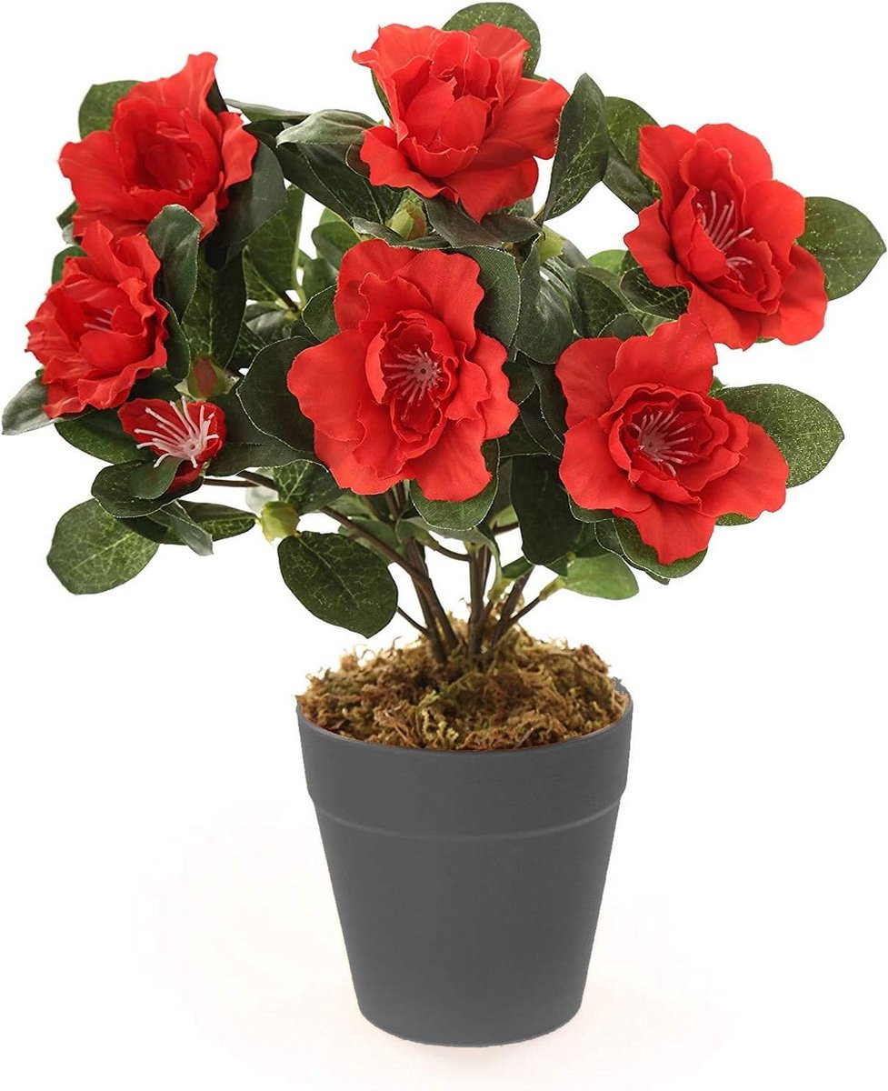 Rode Kunstplant Azalea in pot - 30 cm