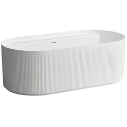 LAUFEN Sonar freistehende Oval-Badewanne H2213420000001 ohne Hahnloch, 160x81,5cm, mit Schürze, Marbond, weiß