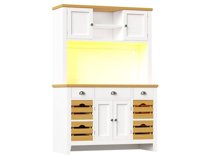 ComfortXL Buffet De-38498 120/40/188 cm mit Soft-Close-Türen Weiß, 120x188x40 cm, Esszimmer, Anrichten, Buffetschränke