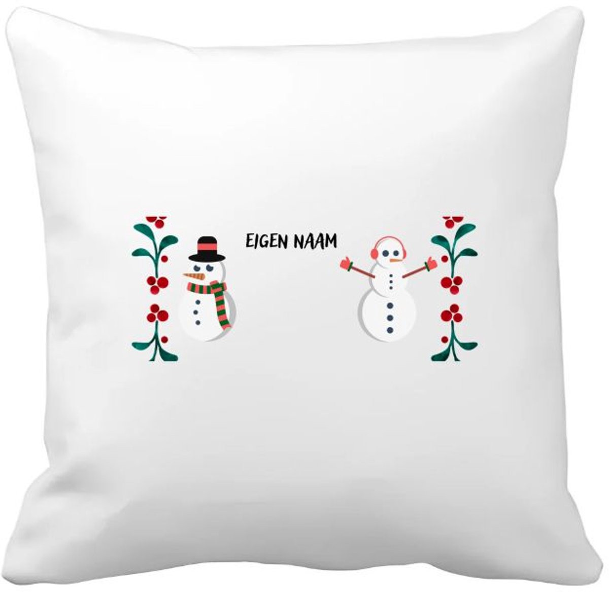 Akyol Kerst Sneeuwpop Kussenhoes met eigen naam, 40 x 40 cm