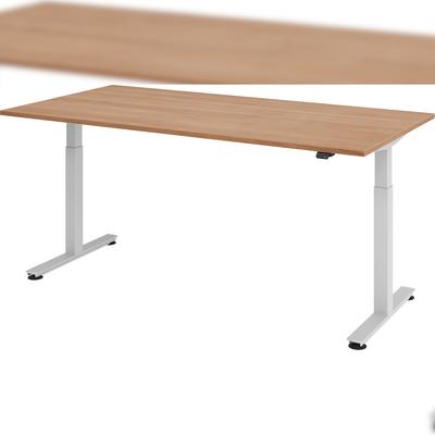 bümö elektrisch höhenverstellbarer Schreibtisch Nussbaum 200x100 cm - Schreibtisch höhenverstellbar elektrisch, elektrischer Schreibtisch & Gaming