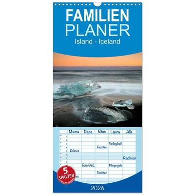 Familienplaner 2026 - Island - Iceland mit 5 Spalten (Wandkalender, 21 x 45 cm) CALVENDO