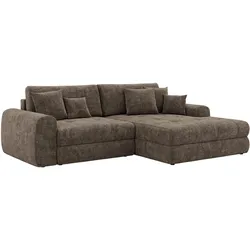 ECKSOFA ARELIA L - Braun Schenille grob gewebt - Rechts Seite