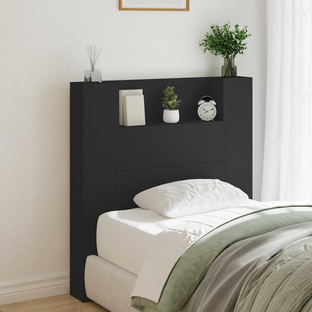 17 Stories Bookcase Headboard Black 100 x 200cm