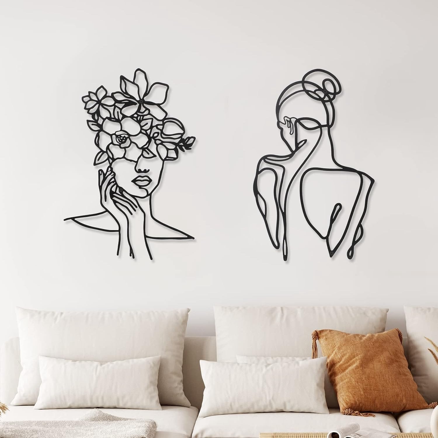 Minimalistische Wanddecoratie voor Thuis - Abstracte Vrouwelijke Lijntekening van Metaal voor Woonkamer, Slaapkamer en Keuken