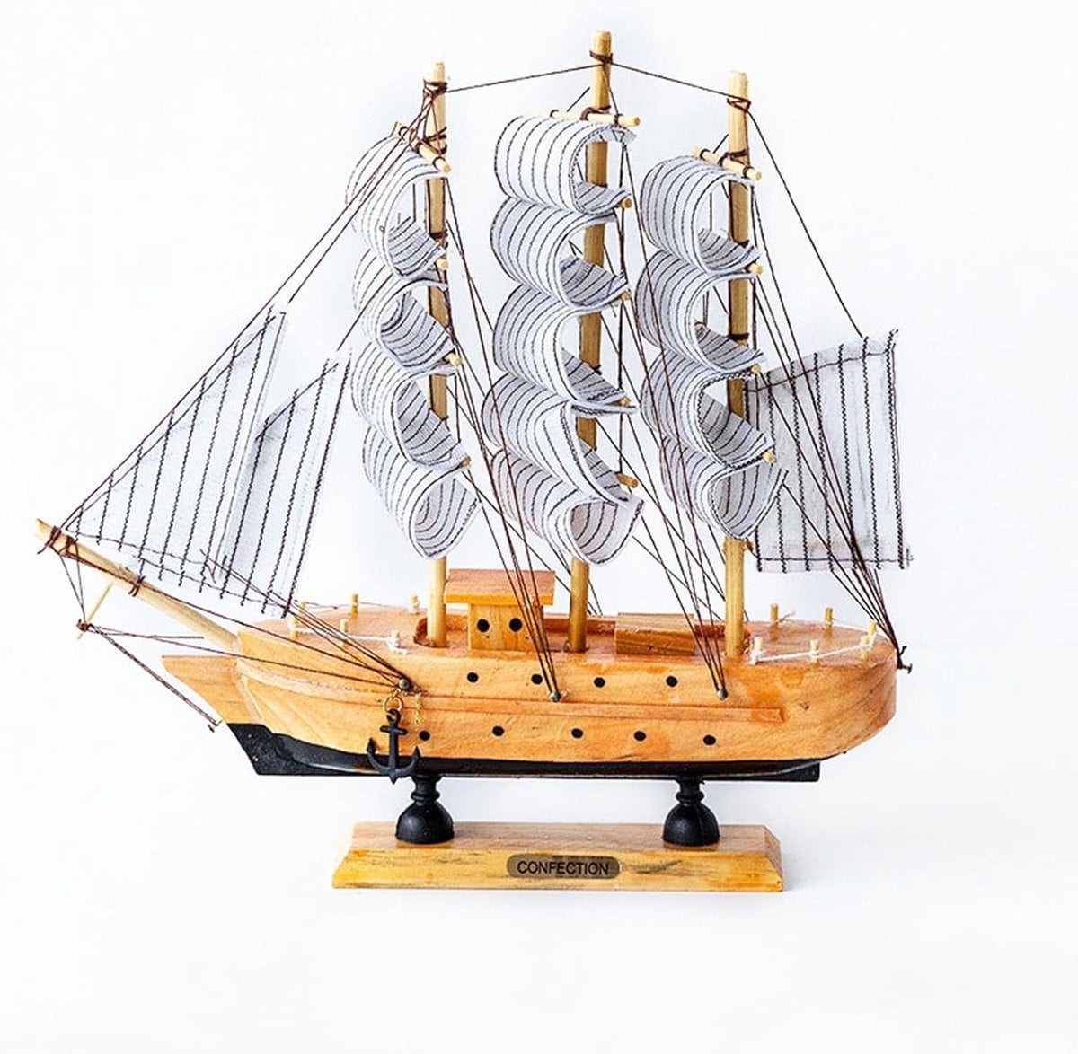 Houten Zeilboot Model Ornament voor Maritieme Decoratie in Woonkamer en Kantoor - 34 cm