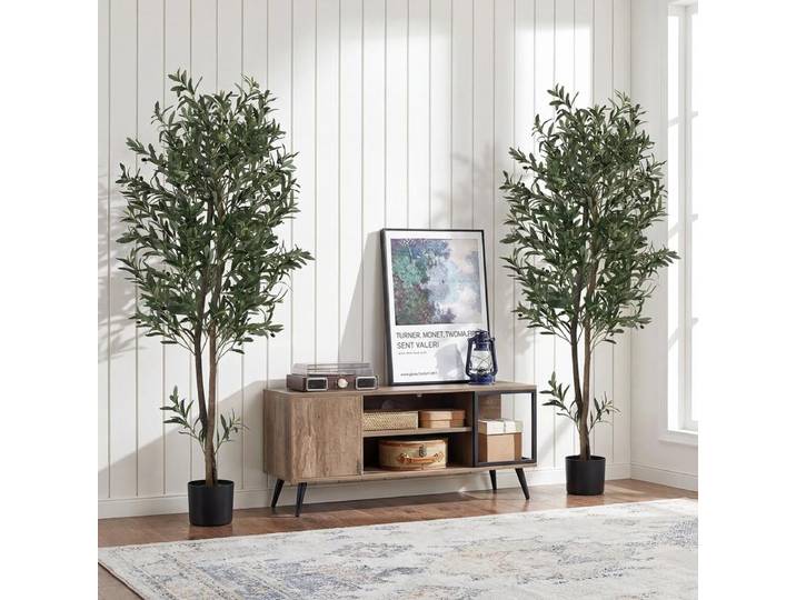 Ensemble de 2, 1,8 m, plantes vertes artificielles avec fruits et mousse réalistes, oliviers artificiels