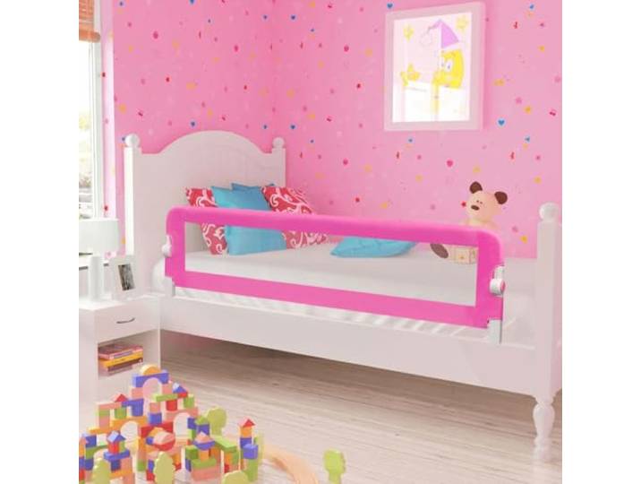 KDACVBMG Bettschutzgitter, Sicherheit, 2-teilig, Rosa, 150 x 42 cm Klappbar mit Knopf, Polyester, waschbar, leichtes Metallrohr, Matratze 10 – 20 cm