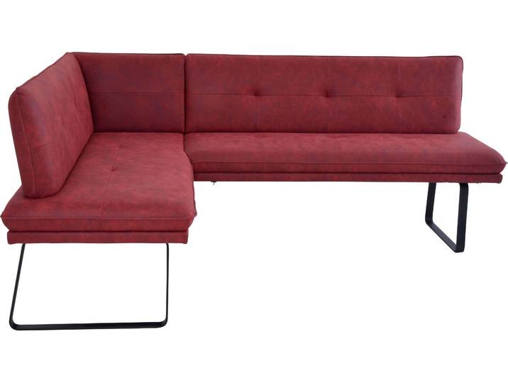 Eckbank K+W KOMFORT & WOHNEN, rot (bordeaux), B:157cm H:87cm T:207cm, Sitzbänke, Eckbank, Polstereckbank in Spitzkissenoptik, Sitz und Rücken gesteppt