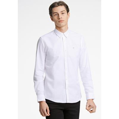 Businesshemd JUNK DE LUXE "Oxford-Hemd (Langarm) Slim Fit", Herren, Gr. M, Normalgrößen, weiß, Obermaterial: 100% Baumwolle, Hemden