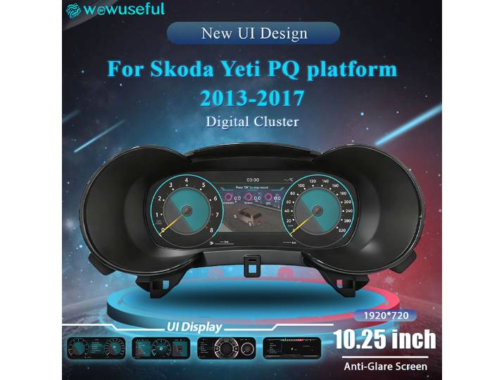 Tableau de bord numérique Wowuseful 12,3'' pour Skoda Yeti 2013-2017, panneau d'instruments virtuel, cockpit