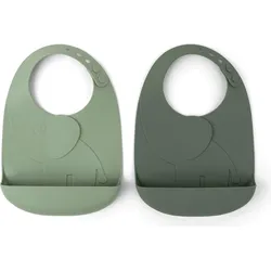 Peekaboo Elphee Lätzchen mit Tasche grün aus Silikon 2 St.