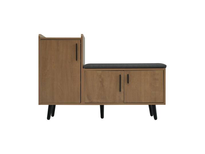 Banc à chaussures effet bois avec 3 portes et le banc 100x34x68,5cm