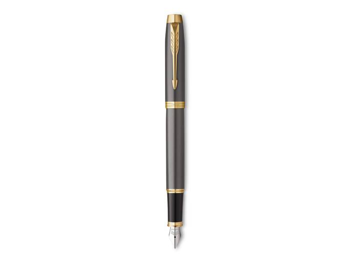PARKER Stylo Plume IM Prémium Warm Grey GT - Plume en Acier - Gris métallisé et or