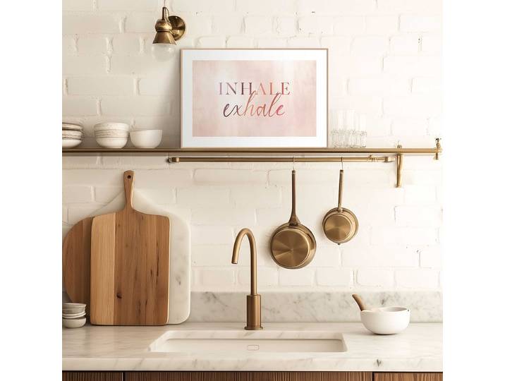 Kunstdruck Inhale Exhale MDF - Mitteldichte Holfaserplatte Beige/Rosa/Weiß 20 x 30 x 1cm