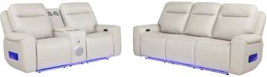 Coaster Rojas Dual Power Reclining Sofa Set with Drop-Down Console Greige