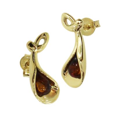 Paar Ohrstecker OSTSEE-SCHMUCK "- Jeanne - Gold 375/000 - Bernstein" Gr. 18, gold (goldfarben, gelb), Ohrringe, Damen, 18, Gelbgold 375
