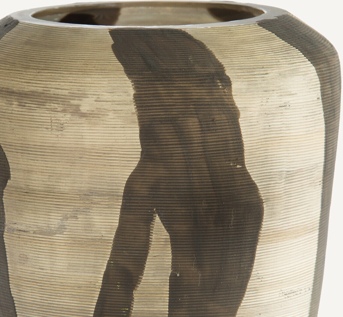 AM.PM Vase en verre peint rayé mat, H26,5 cm, Hedi