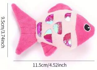 Inspired Living Crinkle Fish Catnip Kicker Toy For Indoor Cats & Kittens pink