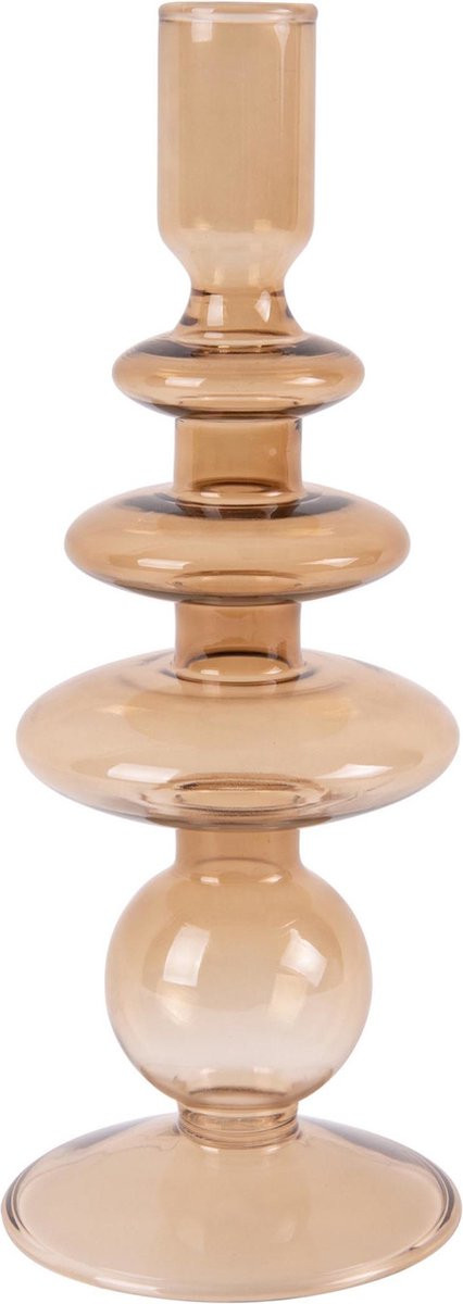 Present Time Candle Holder Glass Art Rings Large - Bruin