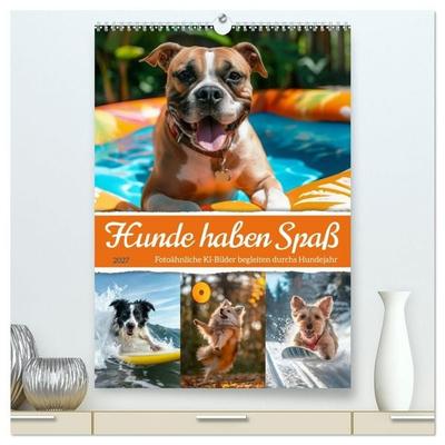 Hunde haben Spaß (hochwertiger Premium Wandkalender 2027 DIN A2 hoch), Kunstdruck in Hochglanz