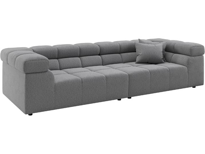 Big-Sofa, Struktur, Grau, 290×110×70 cm, Auffällige Steppung & Verstellbare Kopfstützen, Modern, INOSIGN