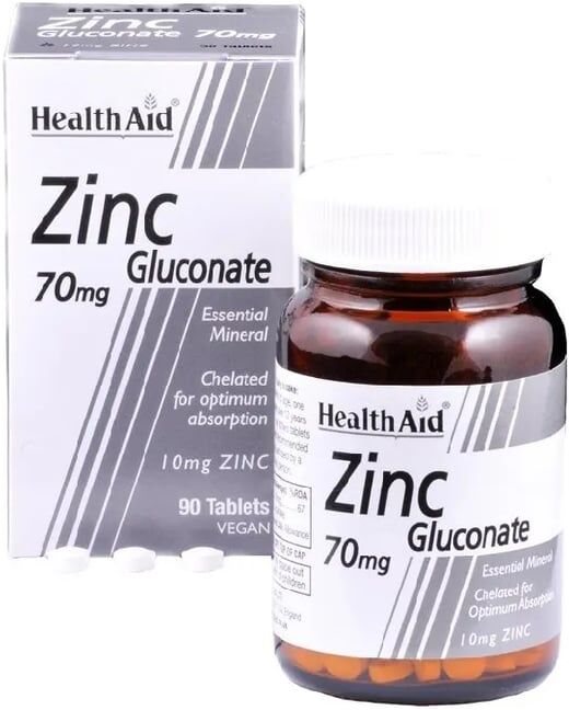 Health Aid Gluconato De Zinco 70mg 90 Tabs