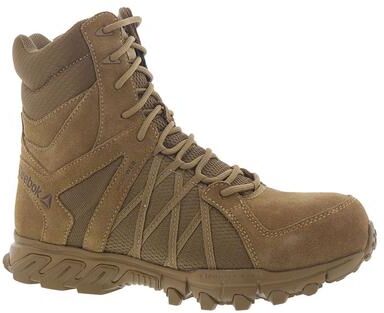 "Reebok Work Trailgrip Tactical 8"" Side Zip - Mens 10.5 Brown Boot Medium"