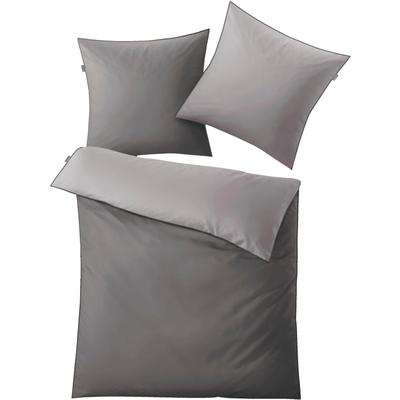 Bettwäsche KLEINE WOLKE "Linda", grau (silbergrau), B/L: 155cm x 220cm, 1 Stk., 1 Stk., Mako-Satin, B/L: 80cm x 80cm, 2 Stk., Mako-Satin, Obermaterial: 100% Baumwolle, Bettwäsche, Bettwäsche, einfaches, sehr elegantes Design