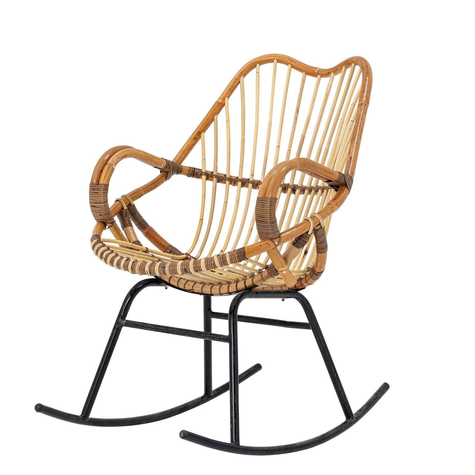 Bloomingville Reine Schommelstoel Rotan Naturel Beige en Zwart