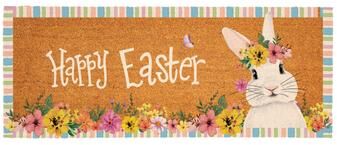 Evergreen Bunny Blooms Happy Easter Coir Mat