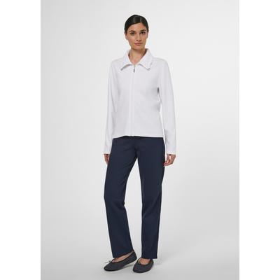 Outdoorjacke MADELEINE "Jacke Loungejacke mit Spitzenkragen", Damen, Gr. 38, weiß (creme), Obermaterial: 65% Viskose CV. 30% Polyamid PA. 5% Elasthan EL., Modern, normal, Jacken Outdoorjacke