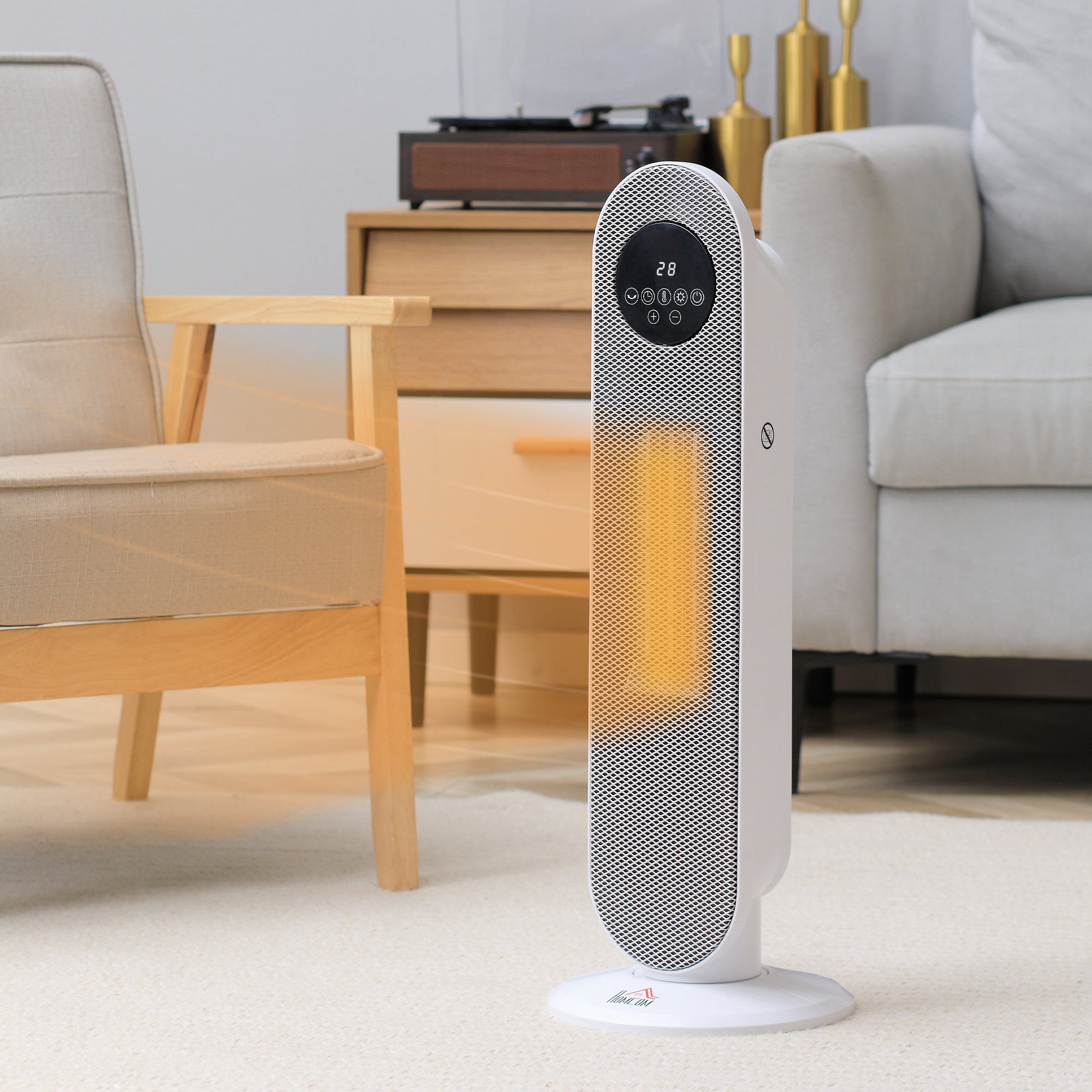 Homcom Riscaldatore elettrico ceramico PTC 2000 W con telecomando, timer e oscillazione, bianco   Aosom Italy