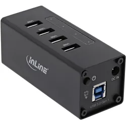 InLine USB 3.0 Aluminium Hub (USB-B, 4 Ports), Dockingstation + USB Hub, Schwarz