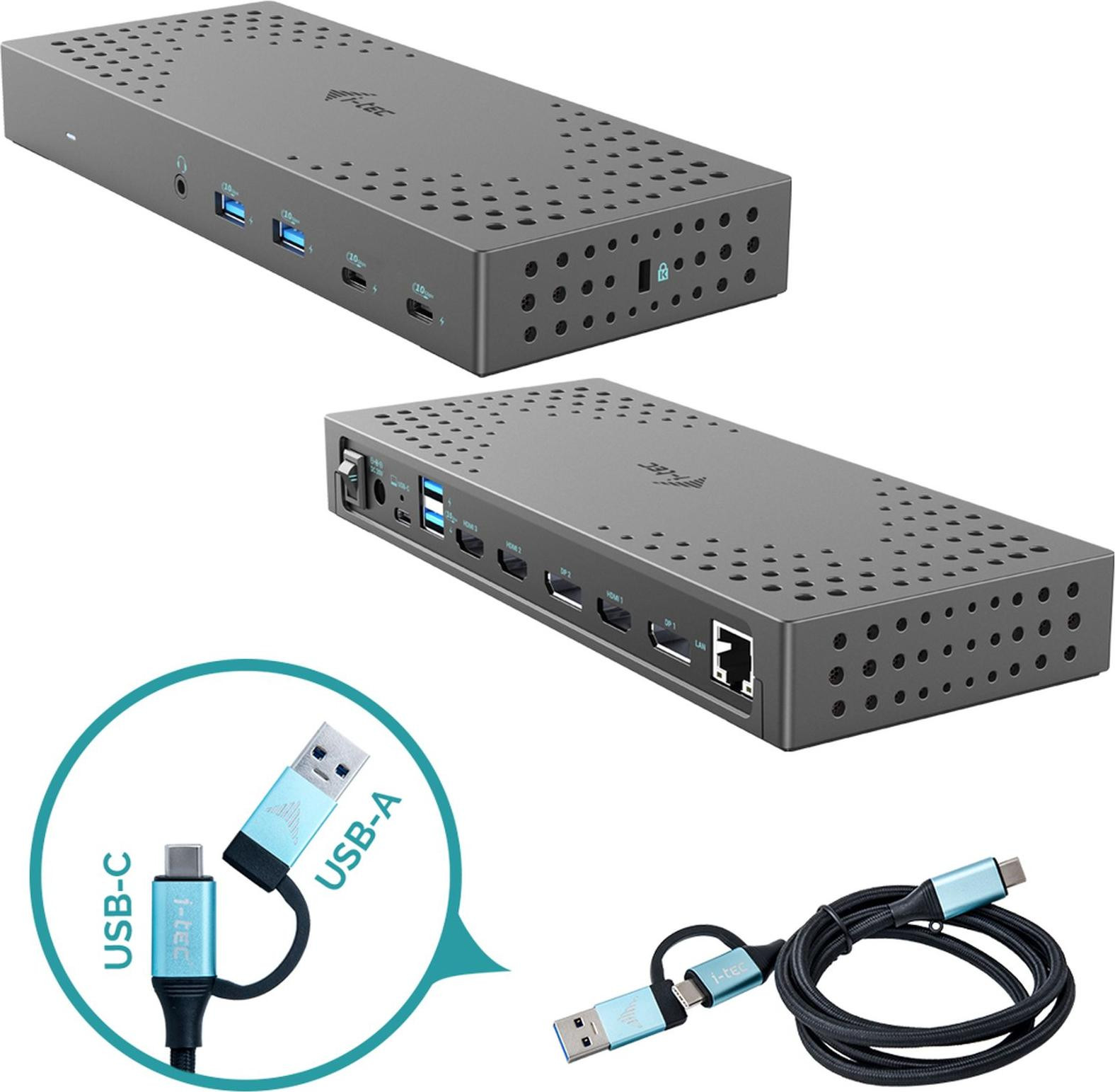 i-tec CATRIPLE4KDOCKPD2 Dockingstation USB-C, USB4, USB 3.0 en Thunderbolt 3/4