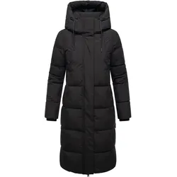 MARIKOO Damen Steppmantel Lang Stepp Wintermantel Jacke gefüttert Outdoor Parka abnehmbarer Kapuze Chumanii