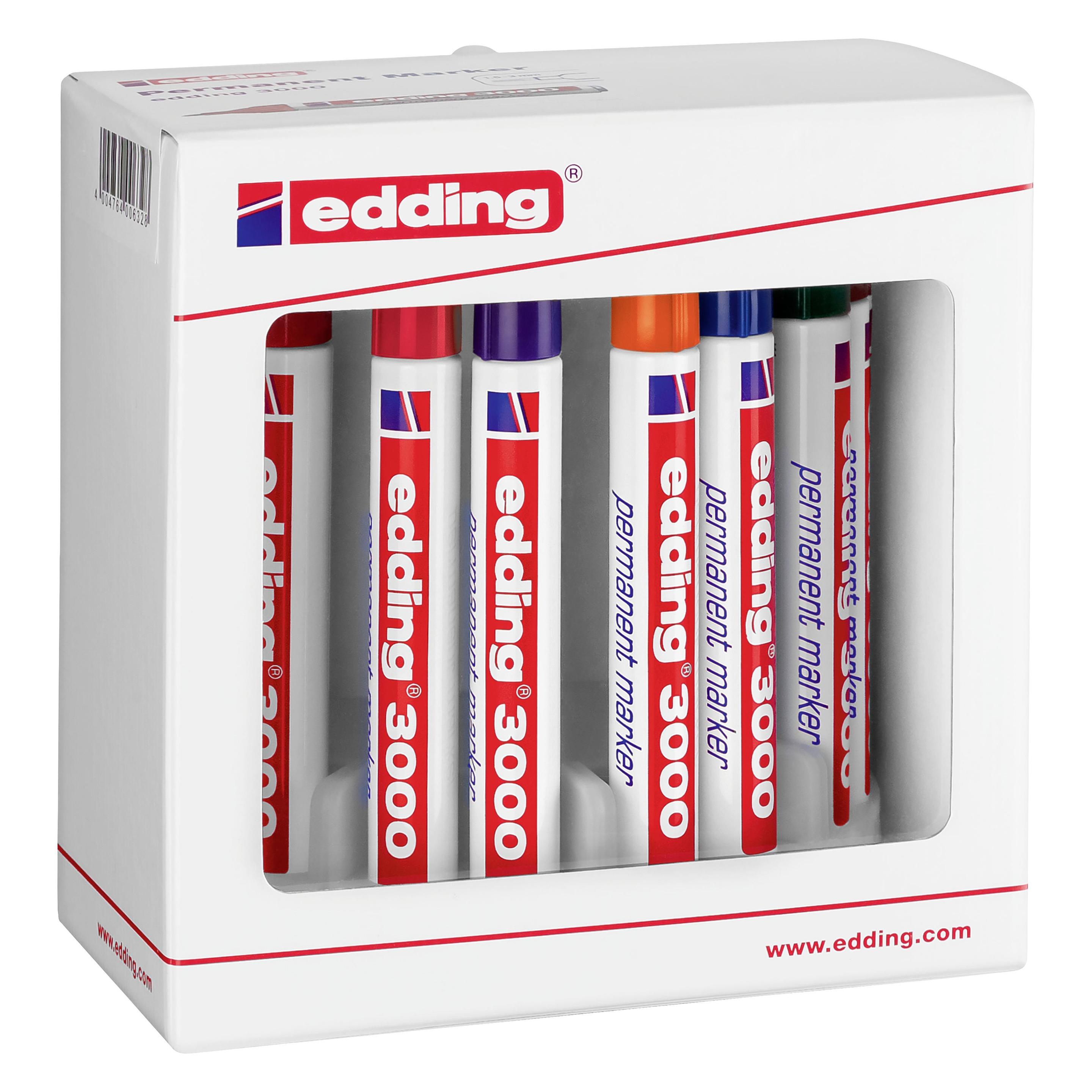 Edding 4-3000-10999 Permanentmarker Schwarz, Rot, Blau, Grün, Orange, Brau (10x) (4-3000-10999)