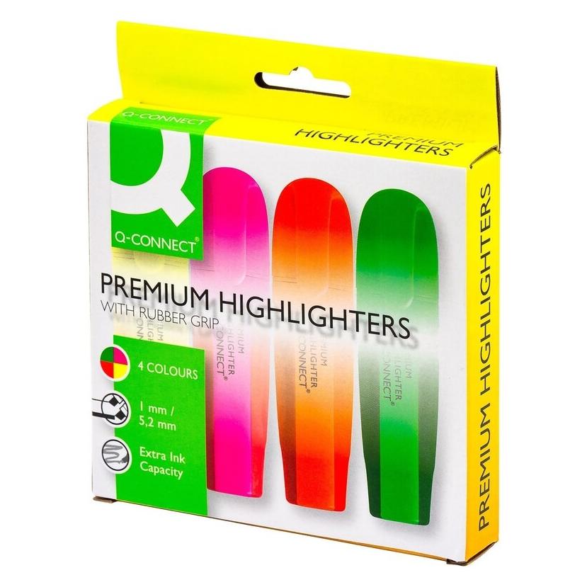 Q-Connect Textmarker Premium 4er sortiert (4x) (KF16041)
