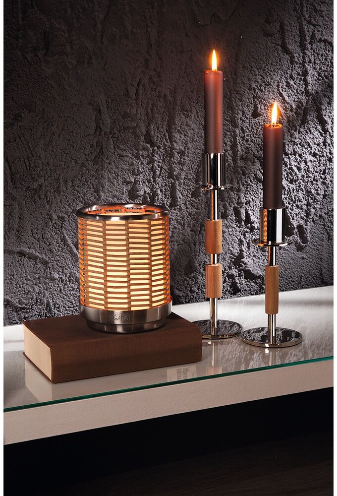 Windlicht FINK "FLAVIO", braun (natur), B:13,2cm H:16,5cm T:13,2cm Ø:13,2cm, Edelstahl, Eisen, Kerzenhalter, Windlicht natur B/H/T: 13,2cm x 16,5cm x 13,2cm