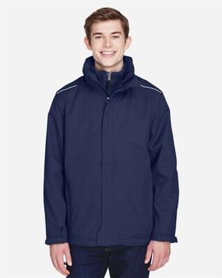 CORE365 88205 Men's Region 3-in-1 Jacket with Fleece Liner in Classic Navy Blue size Small   Polyester