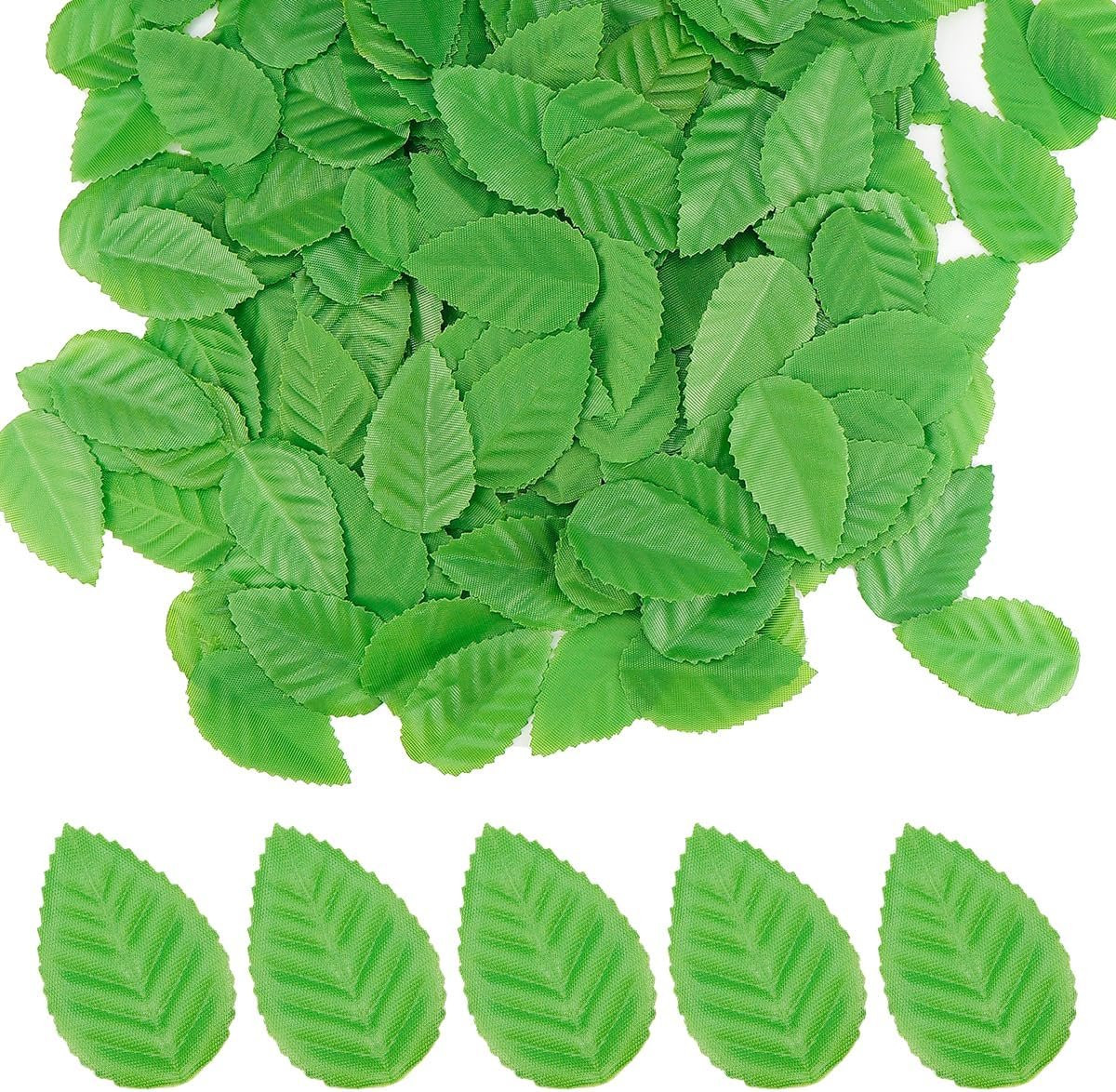 FERCAISH 200 stuks kunstbladeren voor decoratie, groene kunstrozenbladeren van textiel en plastic